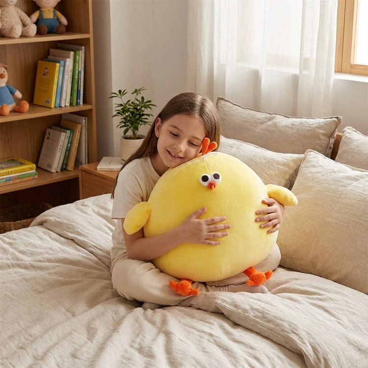 عروسک پولیشی مدل مرغ چشم قلمبه ارتفاع 37 سانتی متر